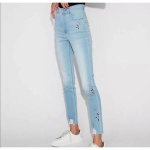 Express Rhinestone High Rise Stretch Ankle Legging Jeans